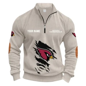 Arizona Cardinals Fans Gift Half Zipper Corduroy Sweatshirt, All Over Print Sweatshirt For Sport Fan NFL150090825132 - Apricot