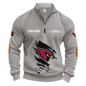 Arizona Cardinals Fans Gift Half Zipper Corduroy Sweatshirt, All Over Print Sweatshirt For Sport Fan NFL150090825132 - Light Gray
