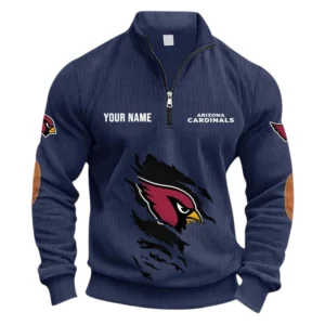Arizona Cardinals Fans Gift Half Zipper Corduroy Sweatshirt, All Over Print Sweatshirt For Sport Fan NFL150090825132 - Navy Blue