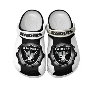Las Vegas Raiders Fans Gift Crocs, All Over Print Crocs For Sport Fan NFL154091025128 - White