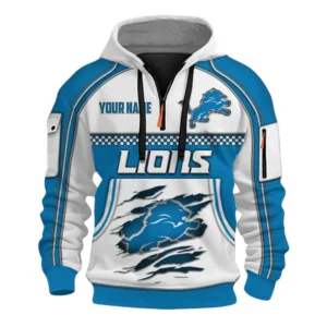 Detroit Lions Fans Gift Hoodie Half Zip 3D, Exclusive Logo 3D Zip Hoodie For Sport Fan NFL160091125107 - Style 1