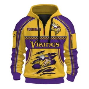 Minnesota Vikings Fans Gift Hoodie Half Zip 3D, Exclusive Logo 3D Zip Hoodie For Sport Fan NFL160091125109 - Style 1