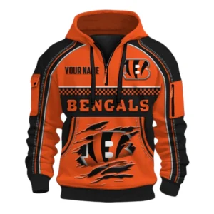 Cincinnati Bengals Fans Gift Hoodie Half Zip 3D, Exclusive Logo 3D Zip Hoodie For Sport Fan NFL160091125114 - Style 1