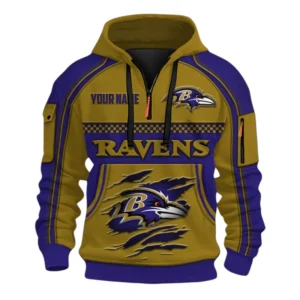Baltimore Ravens Fans Gift Hoodie Half Zip 3D, Exclusive Logo 3D Zip Hoodie For Sport Fan NFL160091125115 - Style 1