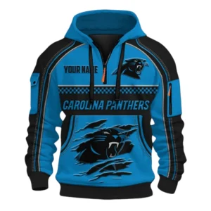 Carolina Panthers Fans Gift Hoodie Half Zip 3D, Exclusive Logo 3D Zip Hoodie For Sport Fan NFL160091125124 - Style 1