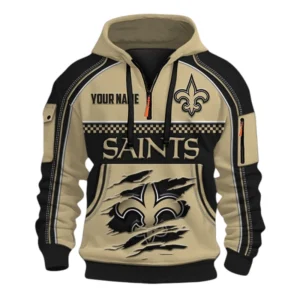 New Orleans Saints Fans Gift Hoodie Half Zip 3D, Exclusive Logo 3D Zip Hoodie For Sport Fan NFL160091125130 - Style 1