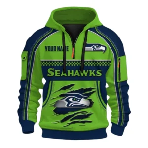 Seattle Seahawks Fans Gift Hoodie Half Zip 3D, Exclusive Logo 3D Zip Hoodie For Sport Fan NFL160091125131 - Style 1