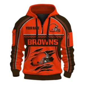 Cleveland Browns Fans Gift Hoodie Half Zip 3D, Exclusive Logo 3D Zip Hoodie For Sport Fan NFL160091125133 - Style 1