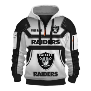 Las Vegas Raiders Fans Gift Hoodie Half Zip 3D, Exclusive Logo 3D Zip Hoodie For Sport Fan NFL161091125106 - Style 1