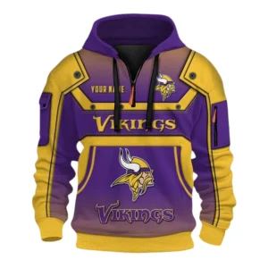 Minnesota Vikings Fans Gift Hoodie Half Zip 3D, Exclusive Logo 3D Zip Hoodie For Sport Fan NFL161091125108 - Style 1