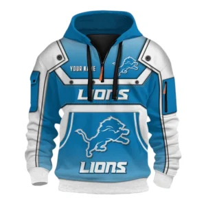 Detroit Lions Fans Gift Hoodie Half Zip 3D, Exclusive Logo 3D Zip Hoodie For Sport Fan NFL161091125110 - Style 1