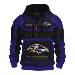 Baltimore Ravens Fans Gift Hoodie Half Zip 3D, Exclusive Logo 3D Zip Hoodie For Sport Fan NFL161091125121 - Style 2