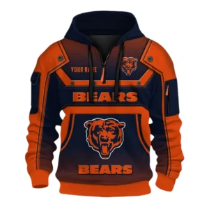 Chicago Bears Fans Gift Hoodie Half Zip 3D, Exclusive Logo 3D Zip Hoodie For Sport Fan NFL161091125123 - Style 2