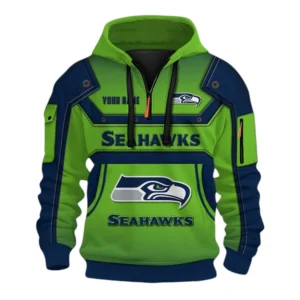 Seattle Seahawks Fans Gift Hoodie Half Zip 3D, Exclusive Logo 3D Zip Hoodie For Sport Fan NFL161091125132 - Style 1